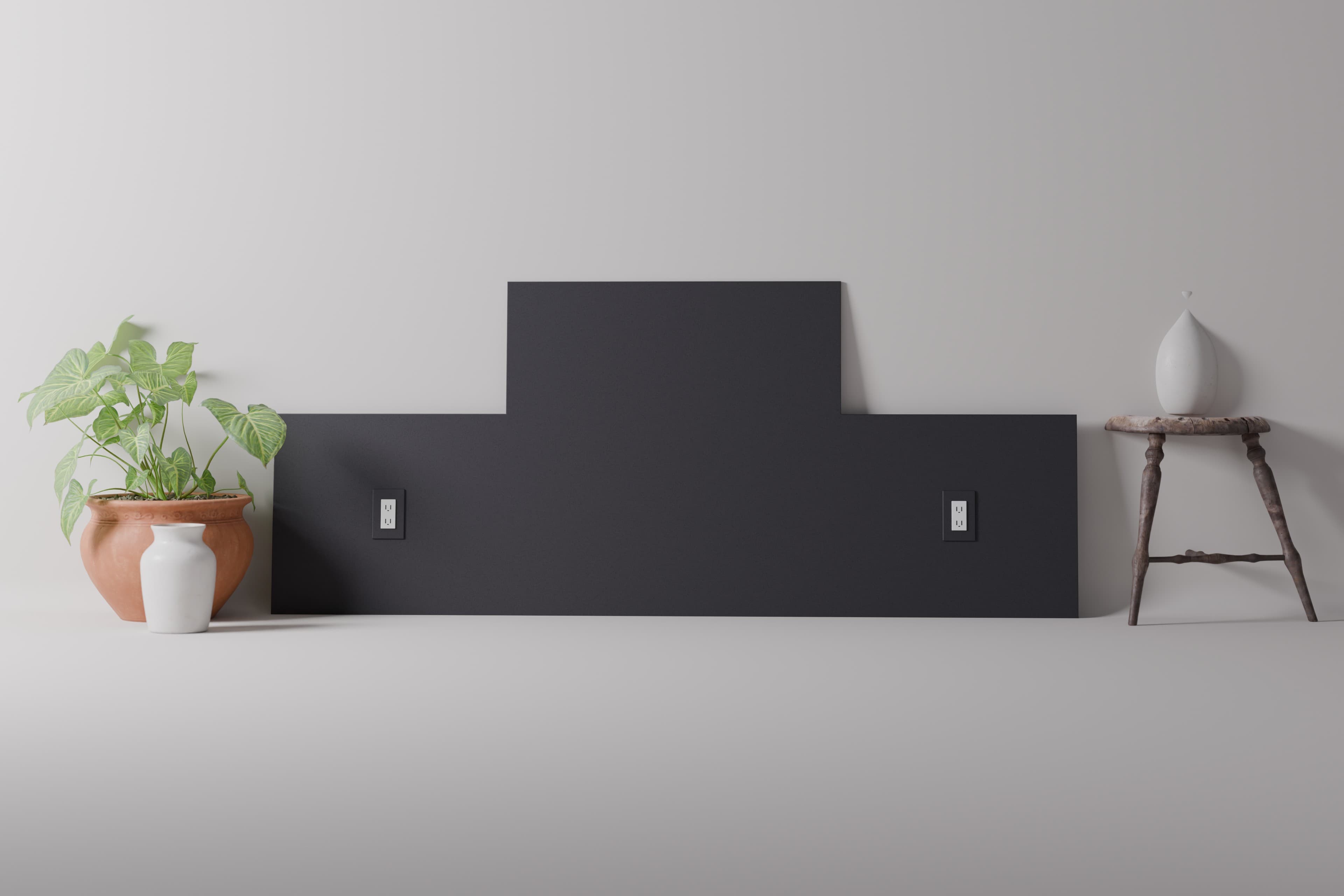 One anthracite aluminum panel with two outlet cutouts